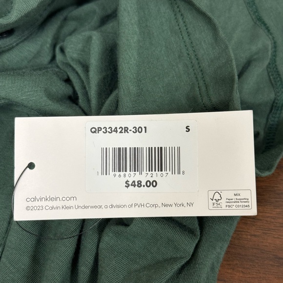 NWT Calvin Klein Soft Button-Front Sleep Shirt Dress - Green, Size S - Picture 7 of 8